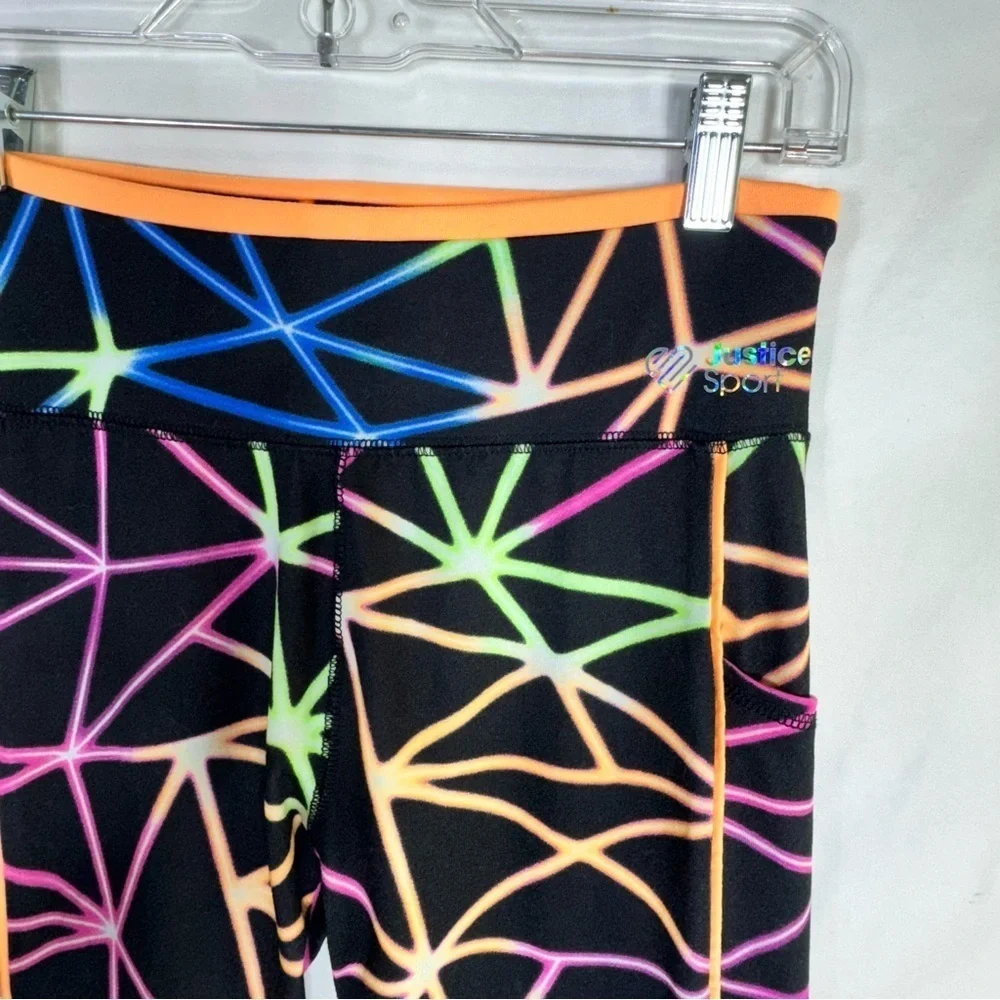 Justice Girls J-Sport Print Blocked Neon Laser Print Leggings